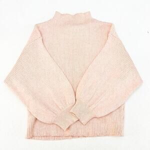 Line + Dot Ribbed Mock Neck Sweater Long Sleeve Size Medium